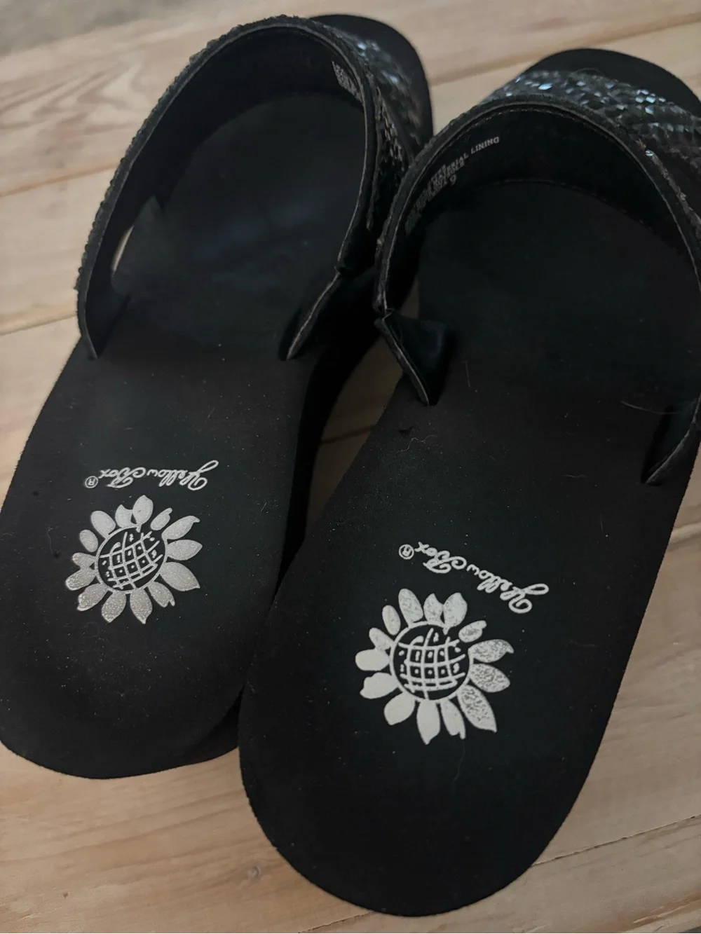 Yellow Box Black Woven Double-Strap Slide Sandals - Picture 4 of 5